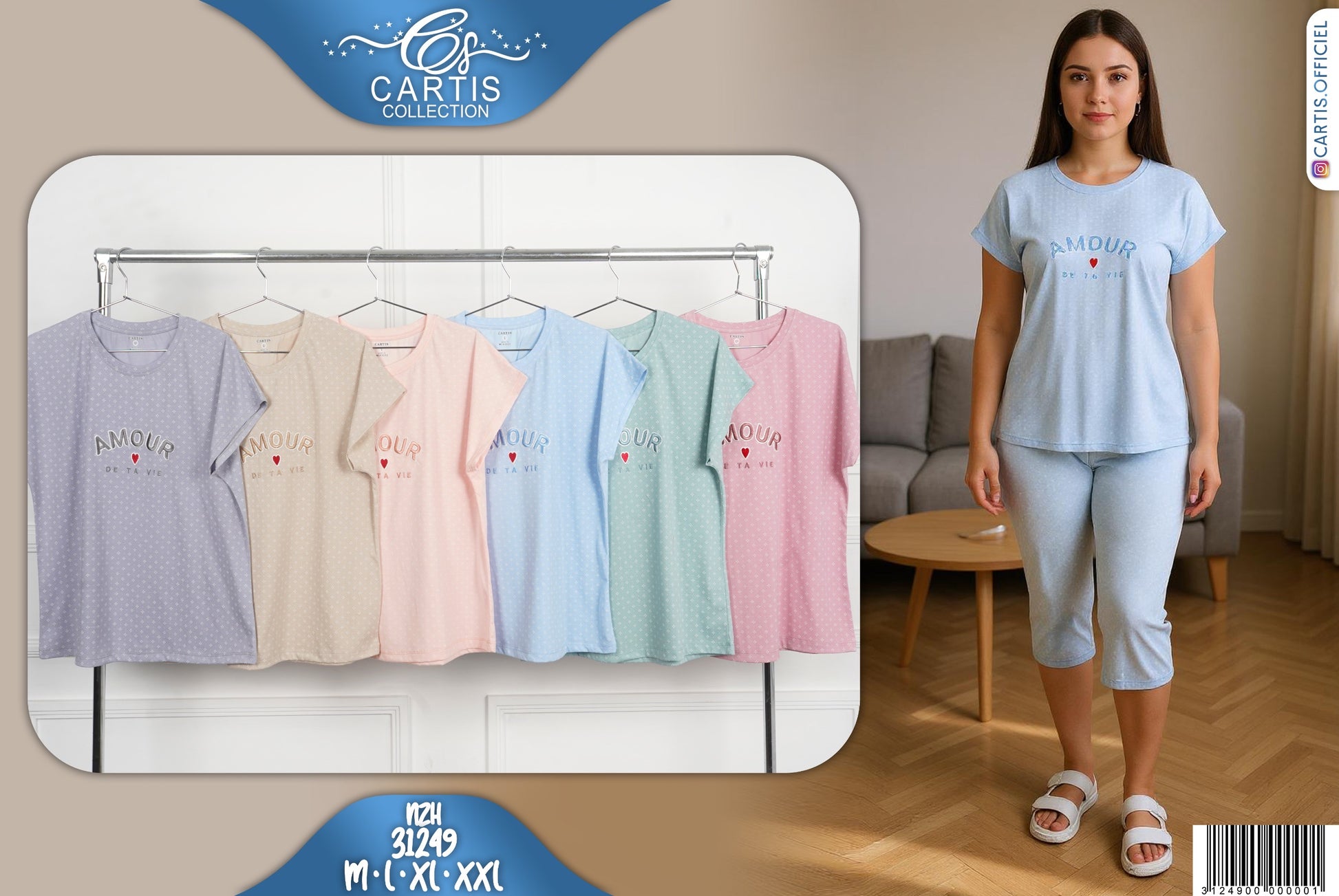 Pyjama Pantacourt * Amour*