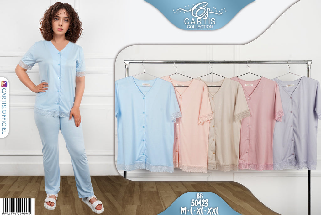Pyjama avec Bouton Col V