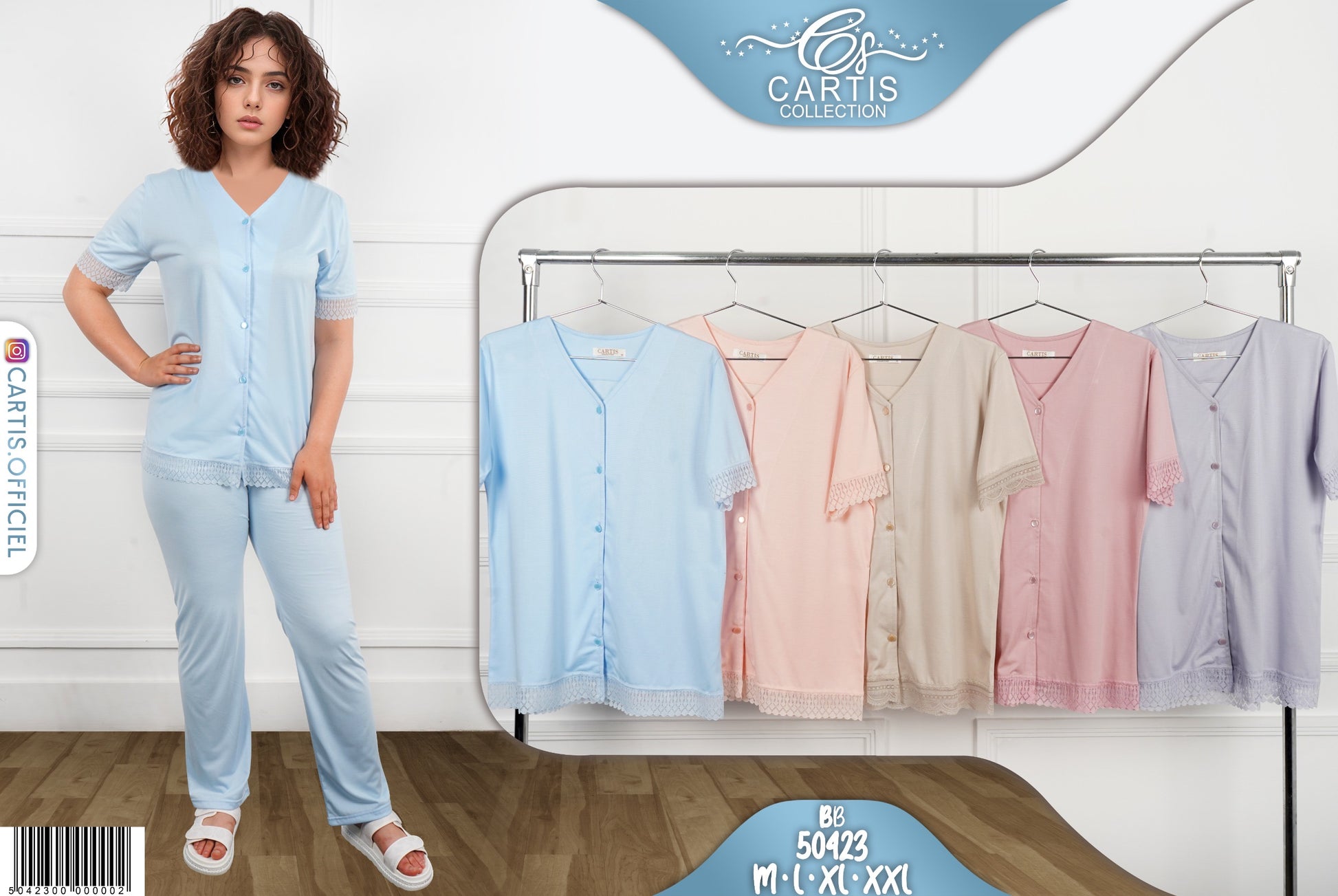 Pyjama avec Bouton Col V