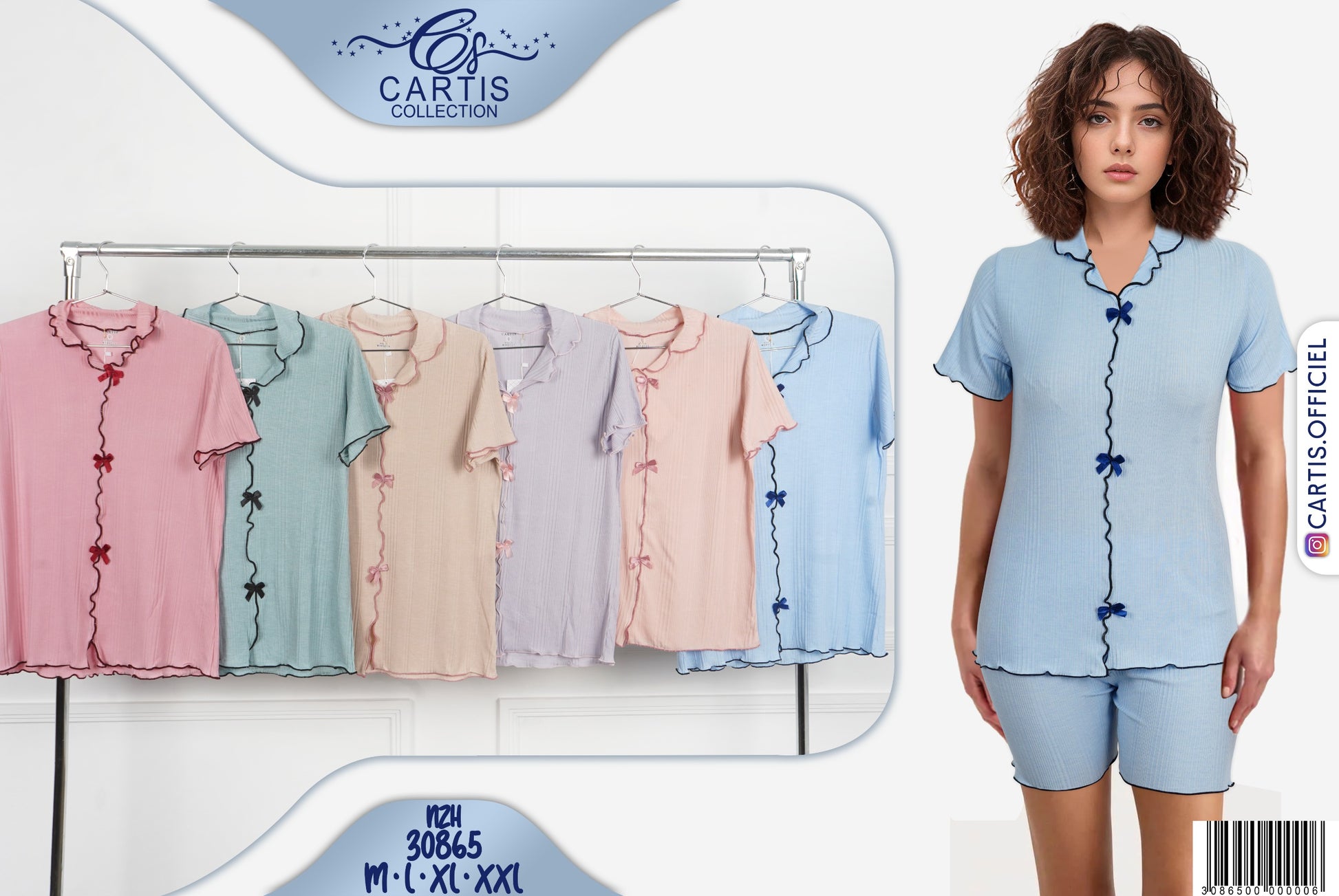 Pyjama court fantaisie avec nœuds