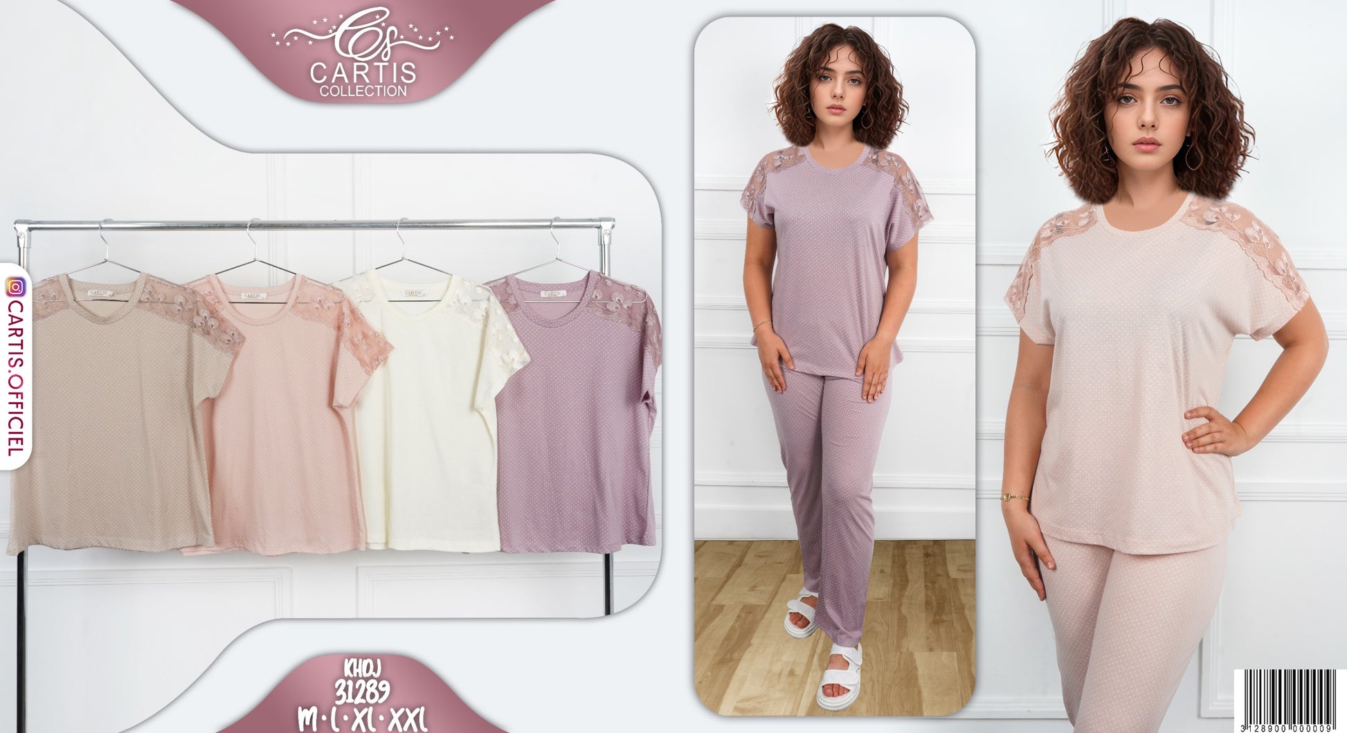 🌷 Pyjama Femme Dentelle Épaule