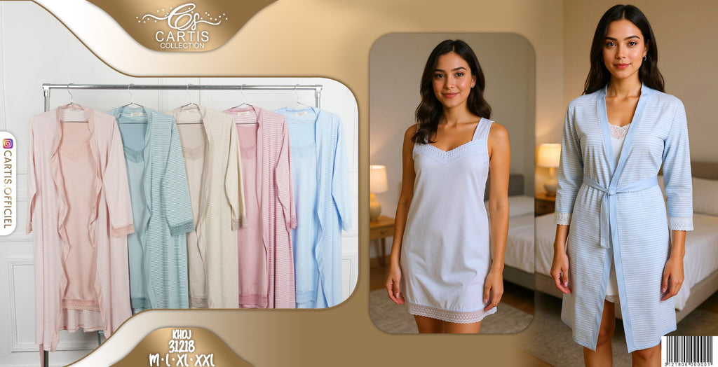 💫 Ensemble Nuisette & Peignoir Femme – Élégance Douce