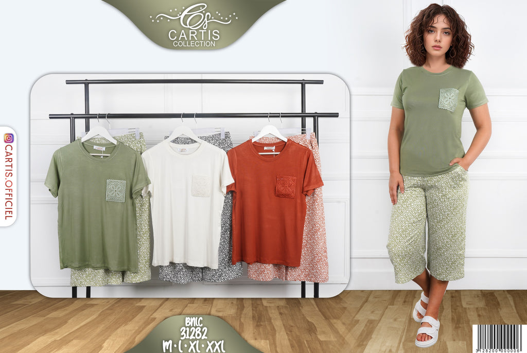 Pyjama Femme Poche Brodée