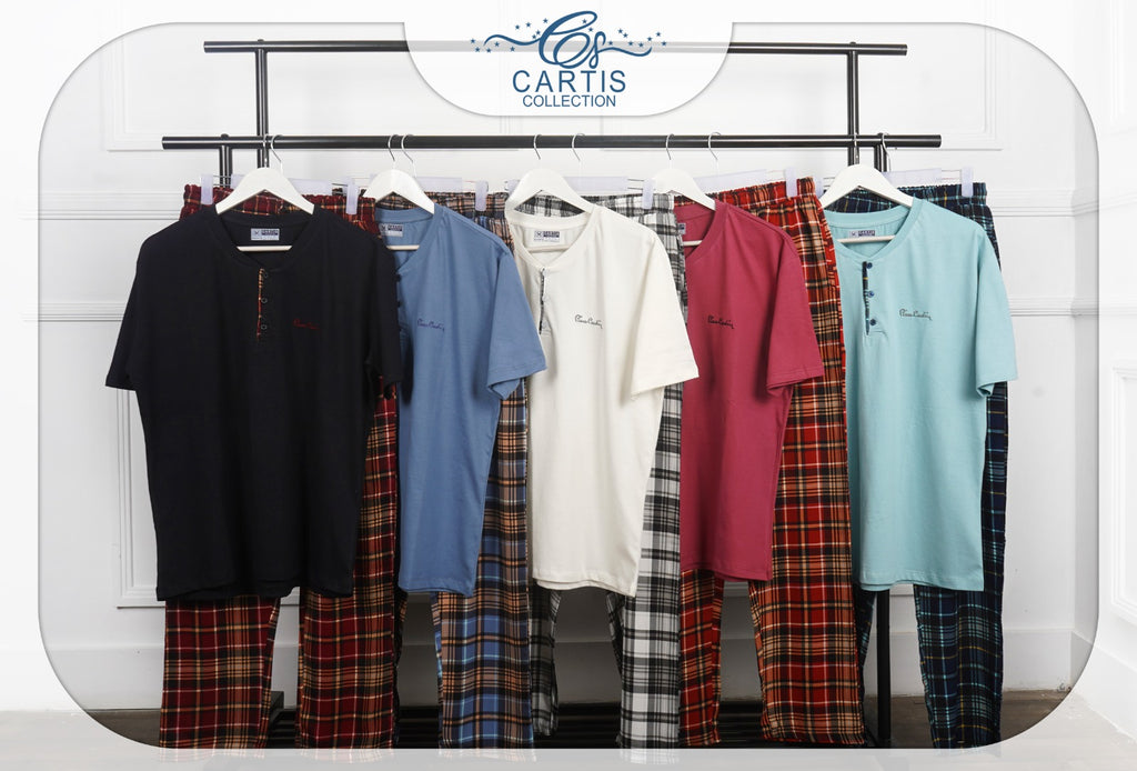 Pyjama Homme Boutonné à pantalon Carreaux