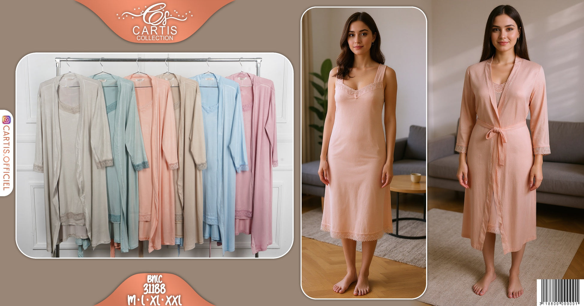 Ensemble Nuisette & Peignoir – Élégance Pastel