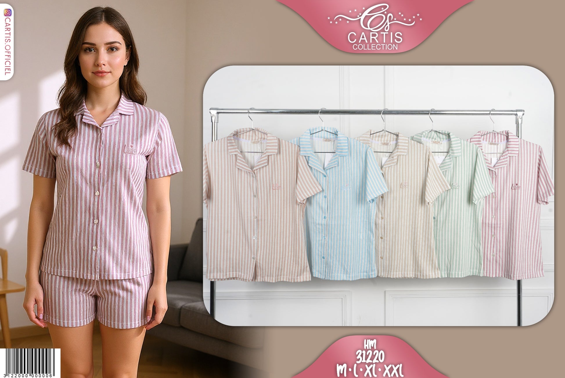 🌸 pyjamas à rayures femme ˋ31220´