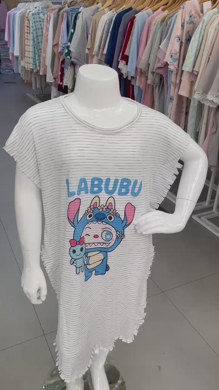 🌈 Robe de Plage Fille – Motif Labubu